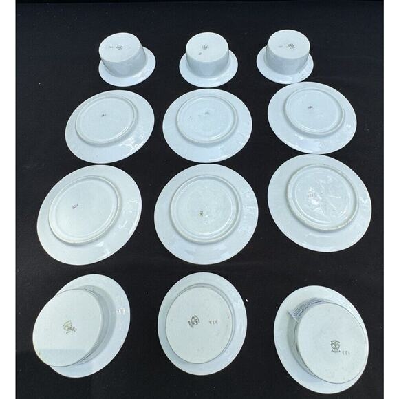 6 Antique Victoria Austria Porcelain Ramekins W/ Under-plates Floral Rare! -A60 - Picture 11 of 13